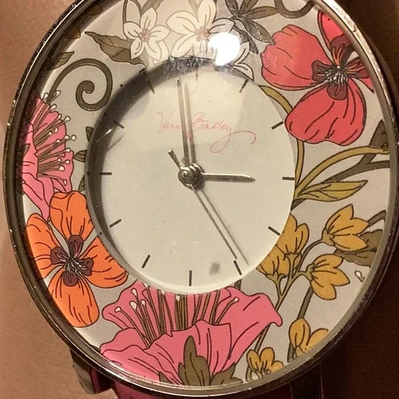 Vera Bradley Floral watch face with Leather pink band - Picture 3 of 10